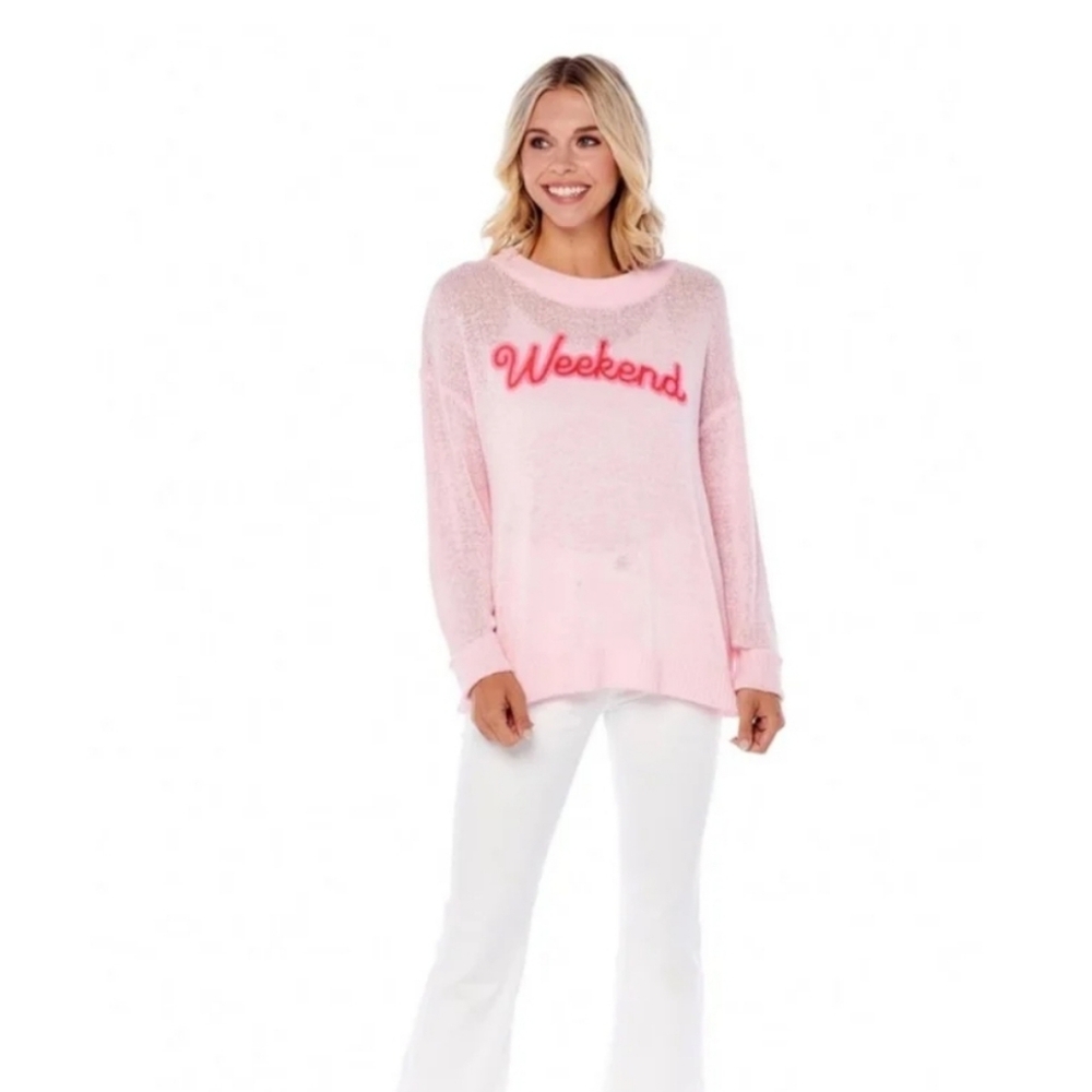 Mud Pie | Lightweight Weekend Pullover Sweater Pink Small Medium